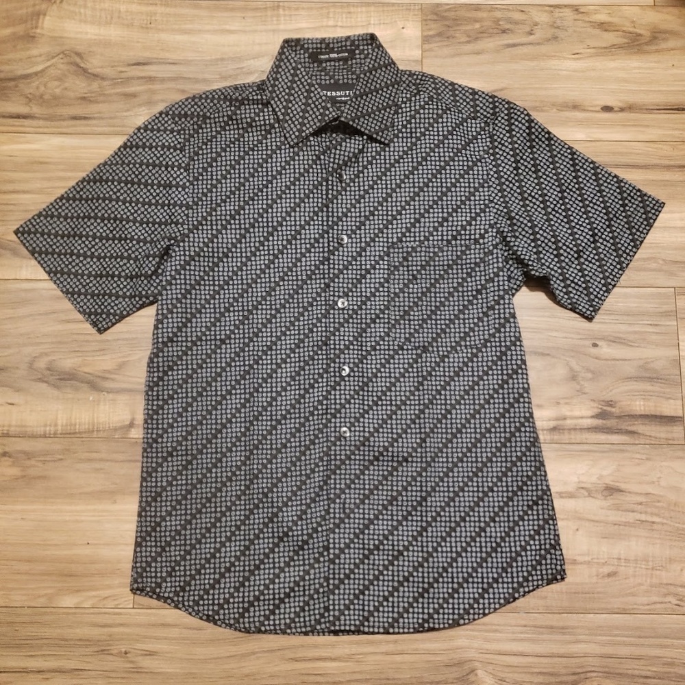 Tessuti Mens Short Sleeve Shirt Black Size 38 100% Cotton